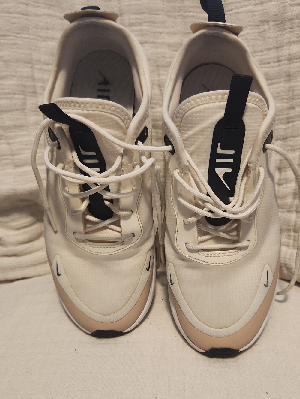 Nike Women’s White and Cream Air-Inspired Casual Sneakers